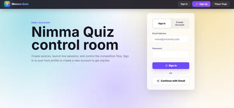 Nimma Quiz — Live Kahoot-Style MCQ Platform